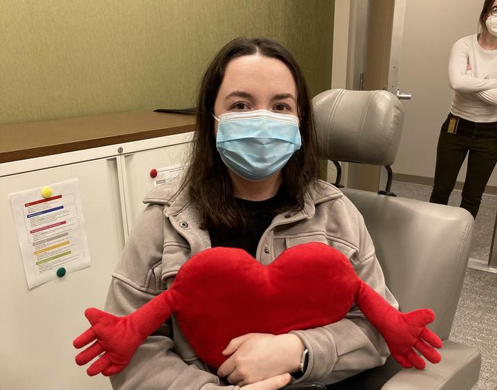 Kerry and the TMS heart pillow